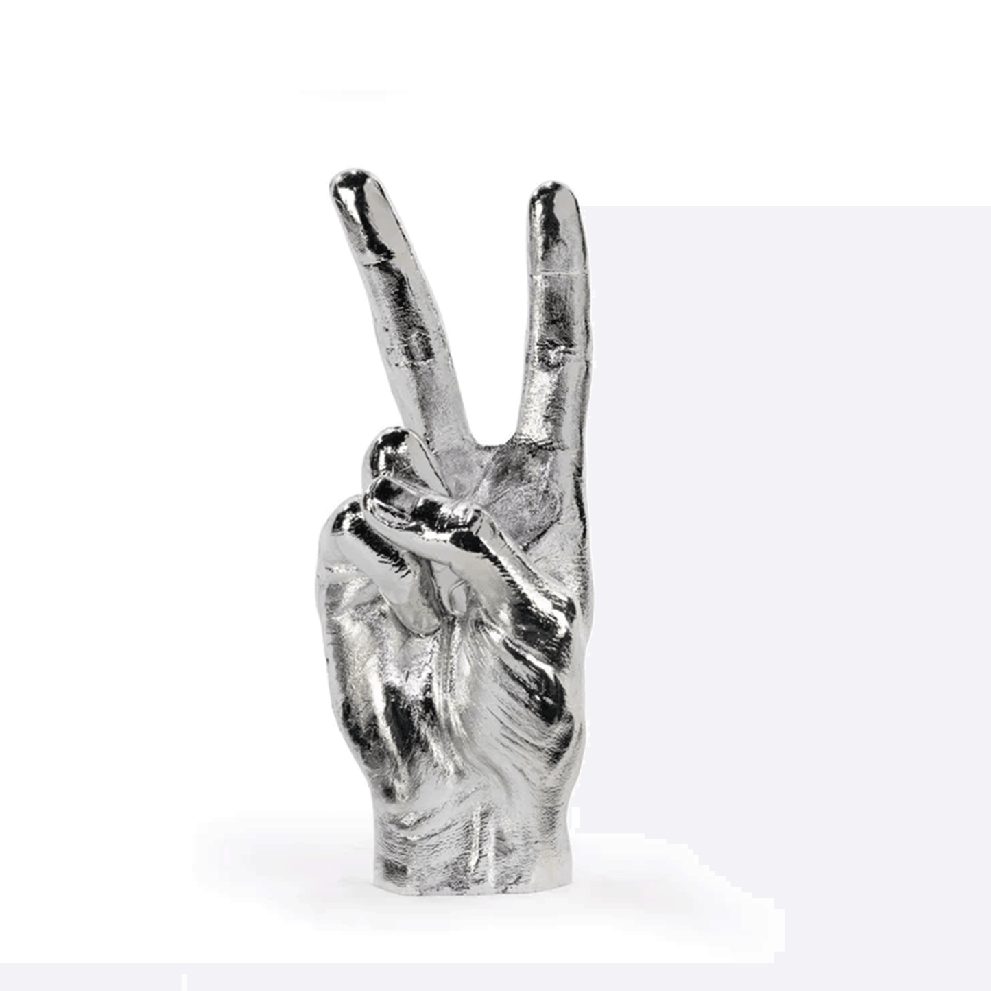 ESCULTURA SIGNO DE LA PAZ PLATEADO