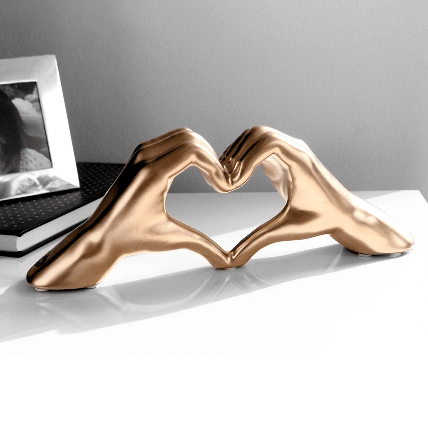 Heart Ceramic Hand Sculpture In Silver